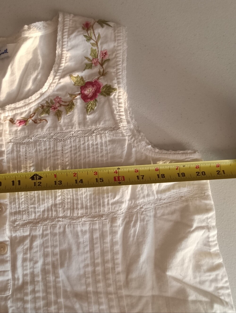 April Cornell Vintage White Cotton Embroidered Maxi Nightgown L Boho Coastal - Picture 12 of 14